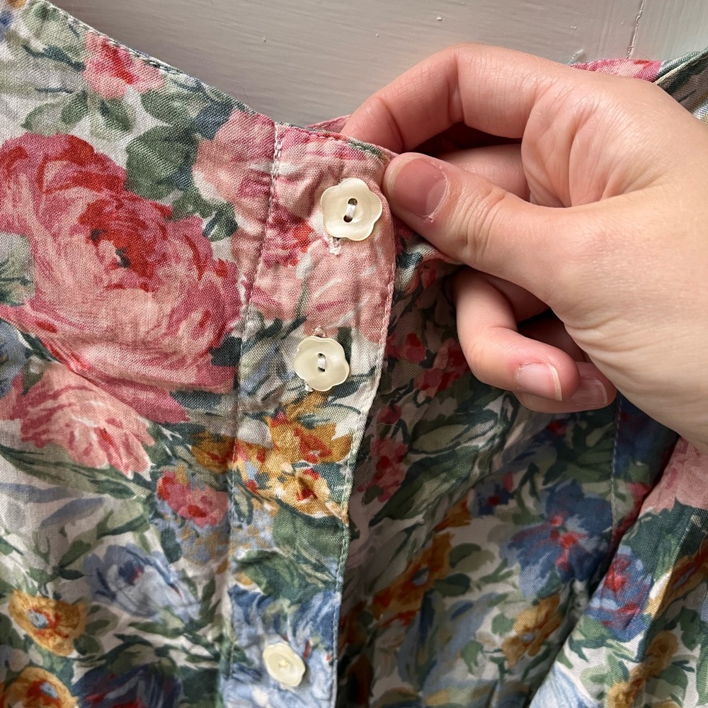 Floral Button-Front Midi Skirt - Pink & Green - Picture 2 of 5